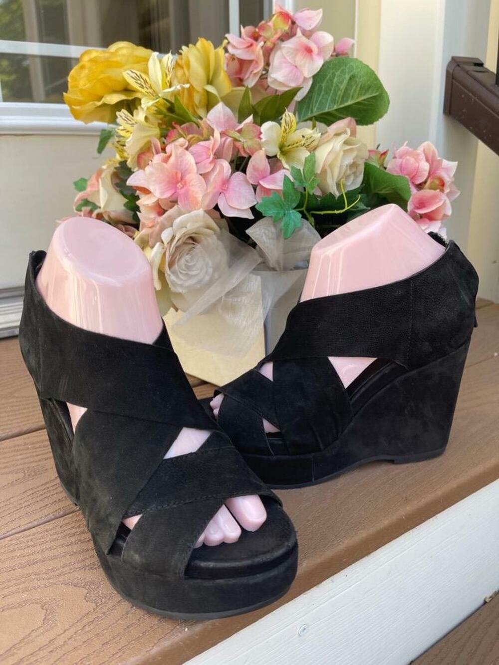Eileen Fisher suede black l Draw Wedge shoe size 7.5 (taco700